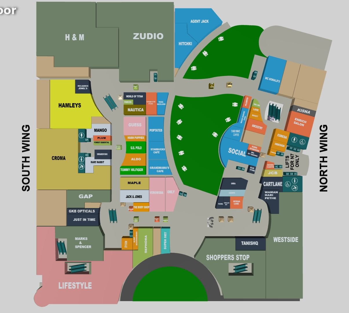 Ground Floor plan of R City Mall, Ghatkopar (West)